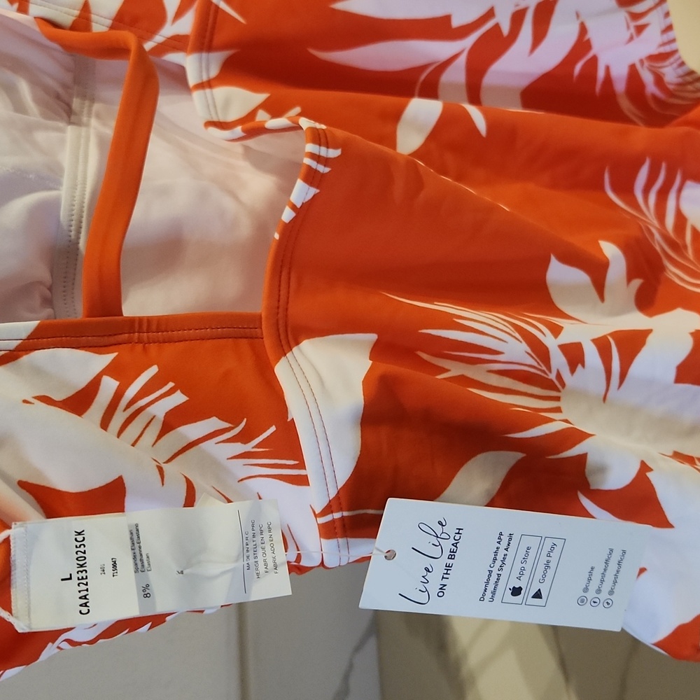 Bathing Suit Square Neck Cutout Back Tummy Control with Adjustabable straps sz L - Picture 8 of 8
